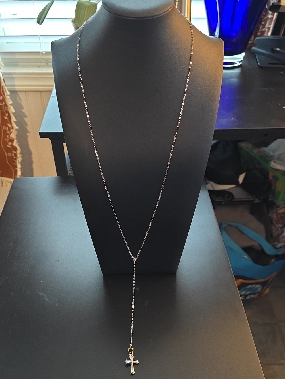 Classic Silver Cross Lariat Necklace - Women Jewelry